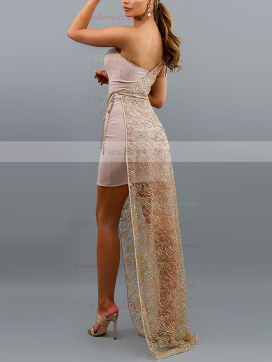 A-line One Shoulder Sequined Stretch Crepe Asymmetrical Prom Dresses #Favs020107844