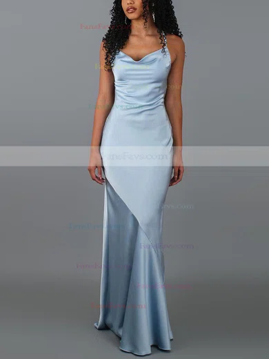 Sheath/Column Cowl Neck Silk-like Satin Sweep Train Prom Dresses #Favs020107852