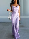 Sheath/Column Cowl Neck Silk-like Satin Sweep Train Prom Dresses #Favs020107852