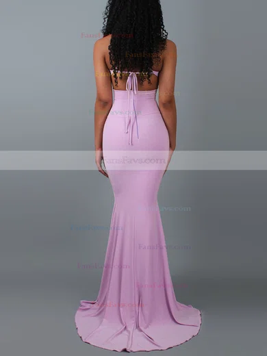 Trumpet/Mermaid V-neck Jersey Sweep Train Prom Dresses #Favs020107854