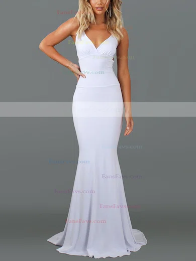 Trumpet/Mermaid V-neck Jersey Sweep Train Prom Dresses #Favs020107854