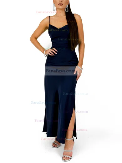 Sheath/Column Cowl Neck Silk-like Satin Ankle-length Split Front Prom Dresses #Favs020107860