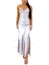 Sheath/Column Cowl Neck Silk-like Satin Ankle-length Split Front Prom Dresses #Favs020107860