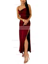 Sheath/Column Cowl Neck Silk-like Satin Ankle-length Split Front Prom Dresses #Favs020107861