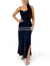 Sheath/Column Cowl Neck Silk-like Satin Ankle-length Split Front Prom Dresses #Favs020107861