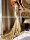 Trumpet/Mermaid V-neck Sequined Sweep Train Beading Prom Dresses #Favs020107862