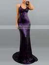 Trumpet/Mermaid V-neck Sequined Sweep Train Prom Dresses #Favs020107867