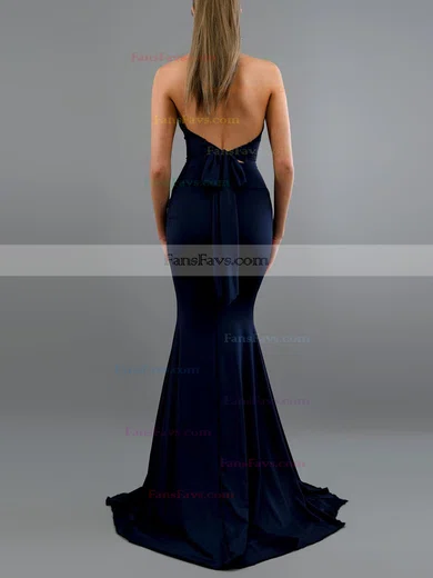 Trumpet/Mermaid Halter Jersey Sweep Train Bow Prom Dresses #Favs020107868