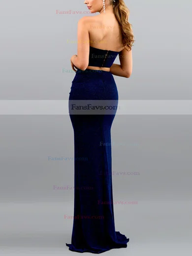 Trumpet/Mermaid Strapless Glitter Sweep Train Split Front Prom Dresses #Favs020107870