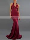 Trumpet/Mermaid Halter Jersey Sweep Train Bow Prom Dresses #Favs020107875