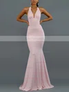 Trumpet/Mermaid Halter Jersey Sweep Train Bow Prom Dresses #Favs020107875