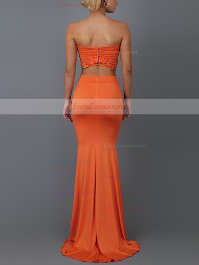 Trumpet/Mermaid Strapless Jersey Sweep Train Bow Prom Dresses #Favs020107876