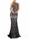 Trumpet/Mermaid Scoop Neck Lace Sweep Train Prom Dresses #Favs020107880