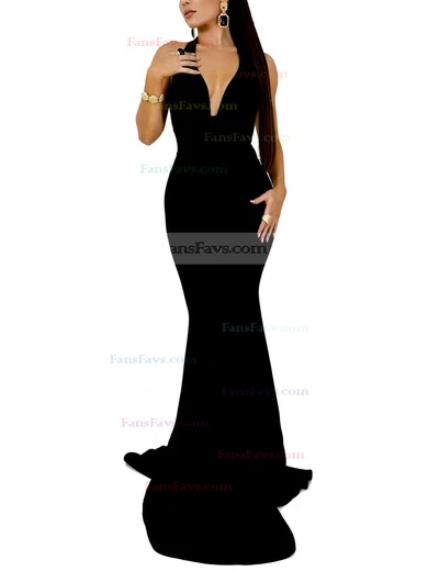 Trumpet/Mermaid Halter Satin Sweep Train Appliques Lace Prom Dresses #Favs020107889