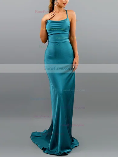 Trumpet/Mermaid Cowl Neck Silk-like Satin Sweep Train Prom Dresses #Favs020107890