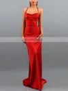 Trumpet/Mermaid Cowl Neck Silk-like Satin Sweep Train Prom Dresses #Favs020107890