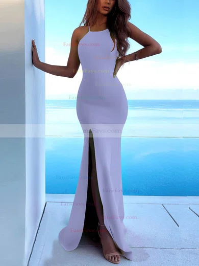 Trumpet/Mermaid Scoop Neck Stretch Crepe Sweep Train Split Front Prom Dresses #Favs020107893