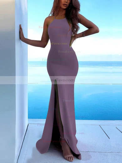 Trumpet/Mermaid Scoop Neck Stretch Crepe Sweep Train Split Front Prom Dresses #Favs020107893