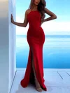 Trumpet/Mermaid Scoop Neck Stretch Crepe Sweep Train Split Front Prom Dresses #Favs020107893