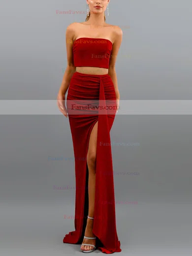 Trumpet/Mermaid Strapless Glitter Sweep Train Ruffles Prom Dresses #Favs020107894