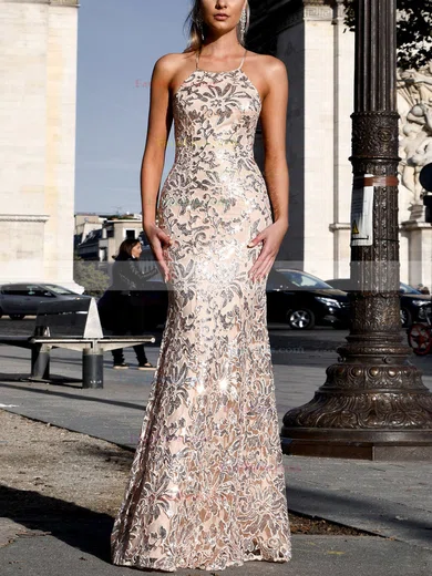 Trumpet/Mermaid Scoop Neck Lace Sweep Train Beading Prom Dresses #Favs020107900