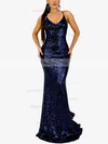 Trumpet/Mermaid V-neck Sequined Sweep Train Prom Dresses #Favs020107901