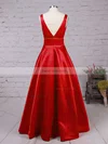Princess V-neck Satin Floor-length Prom Dresses #Favs020104832
