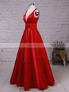 Princess V-neck Satin Floor-length Prom Dresses #Favs020104832