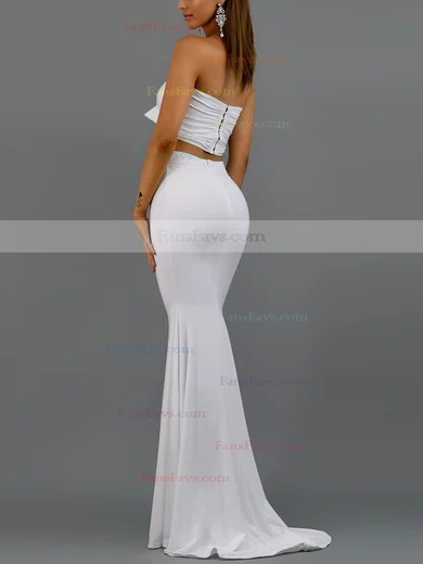 Trumpet/Mermaid Strapless Silk-like Satin Sweep Train Bow Prom Dresses #Favs020107914