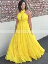 Princess Halter Chiffon Floor-length Sashes / Ribbons Prom Dresses #Favs020104877