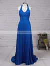 Sheath/Column V-neck Jersey Sweep Train Split Front Prom Dresses #Favs020103559