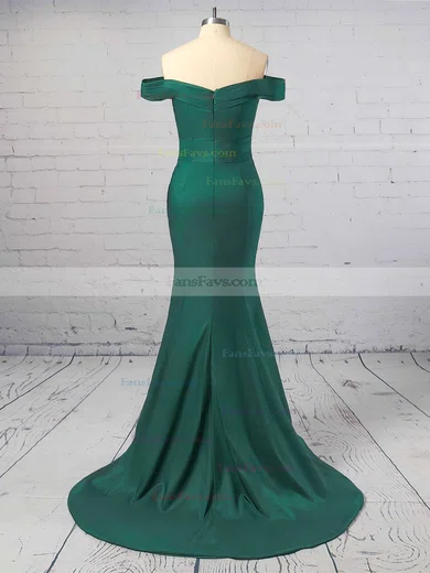 Trumpet/Mermaid Off-the-shoulder Silk-like Satin Sweep Train Prom Dresses #Favs020104890