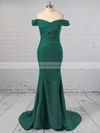 Trumpet/Mermaid Off-the-shoulder Silk-like Satin Sweep Train Prom Dresses #Favs020104890
