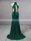 Sheath/Column Halter Jersey Sweep Train Split Front Prom Dresses #Favs020104892