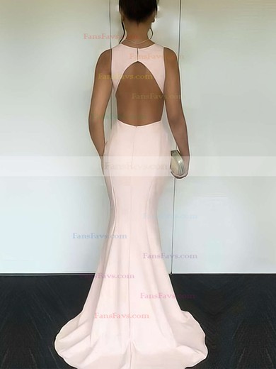 Trumpet/Mermaid Scoop Neck Silk-like Satin Sweep Train Prom Dresses #Favs020104893