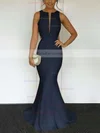 Trumpet/Mermaid Scoop Neck Silk-like Satin Sweep Train Prom Dresses #Favs020104893
