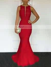 Trumpet/Mermaid Scoop Neck Silk-like Satin Sweep Train Prom Dresses #Favs020104893