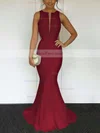 Trumpet/Mermaid Scoop Neck Silk-like Satin Sweep Train Prom Dresses #Favs020104893