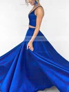 Satin V-neck Princess Floor-length Prom Dresses #Favs020104903