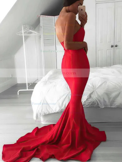 Trumpet/Mermaid Sweetheart Jersey Sweep Train Prom Dresses #Favs020103568