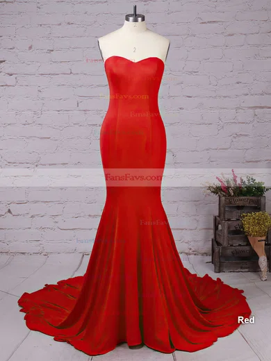 Trumpet/Mermaid Sweetheart Jersey Sweep Train Prom Dresses #Favs020103568