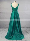Princess V-neck Satin Sweep Train Sashes / Ribbons Prom Dresses #Favs020104908