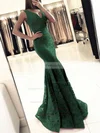Trumpet/Mermaid V-neck Lace Floor-length Prom Dresses #Favs020104918