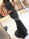 Trumpet/Mermaid High Neck Lace Sweep Train Sashes / Ribbons Prom Dresses #Favs020104921