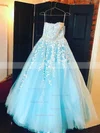 Princess Strapless Tulle Floor-length Beading Prom Dresses #Favs020104927