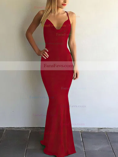 Trumpet/Mermaid V-neck Silk-like Satin Floor-length Prom Dresses #Favs020104950