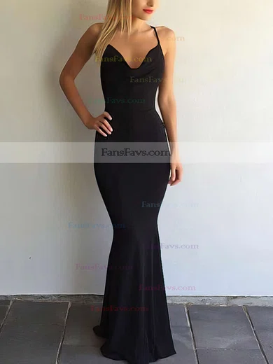 Trumpet/Mermaid V-neck Silk-like Satin Floor-length Prom Dresses #Favs020104950