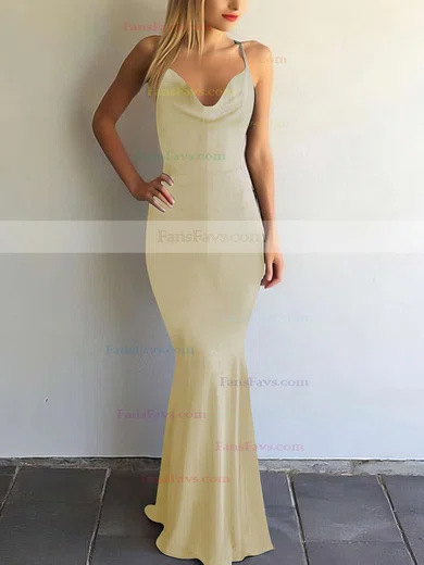 Trumpet/Mermaid V-neck Silk-like Satin Floor-length Prom Dresses #Favs020104950