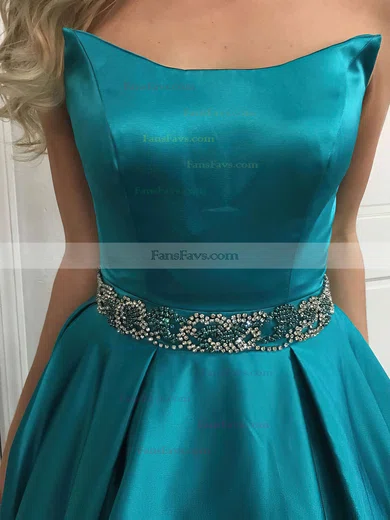 Princess Strapless Satin Sweep Train Beading Prom Dresses #Favs020105014