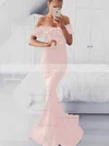 Trumpet/Mermaid Off-the-shoulder Silk-like Satin Sweep Train Appliques Lace Prom Dresses #Favs020105022